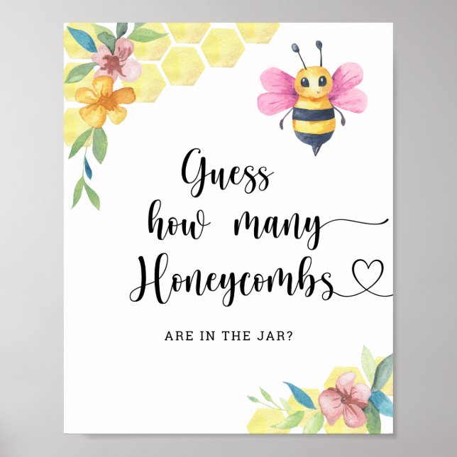Rate mal, wie viele Honigwaben im Glas sind Poster (Vorne)
