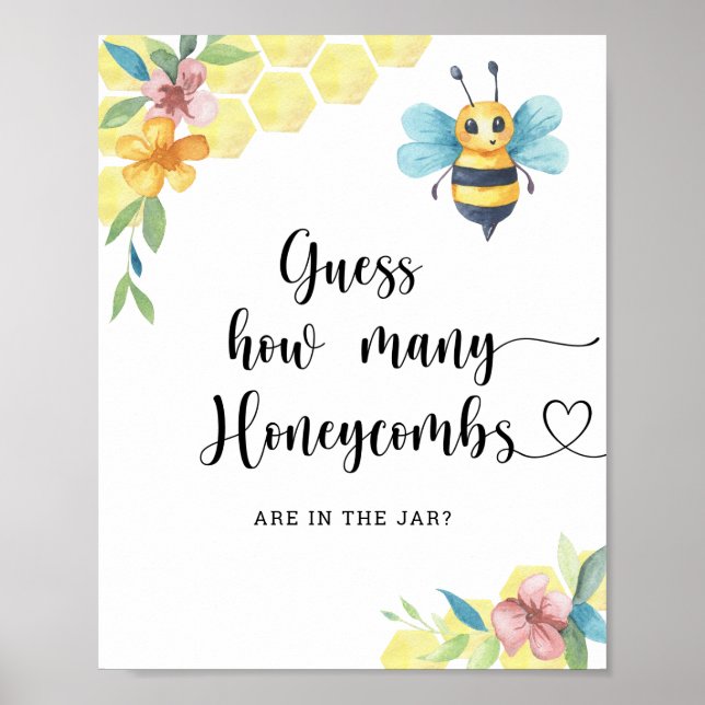 Rate mal, wie viele Honigwaben im Glas sind Poster (Vorne)