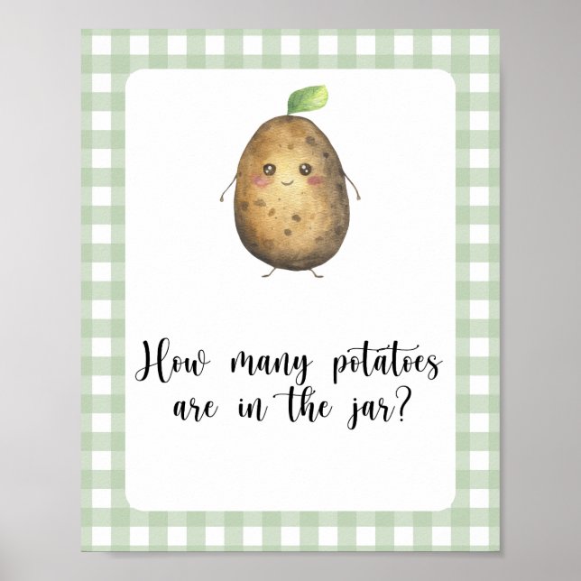 Rate mal, wie viele Kartoffeln sich im Glas befind Poster (Vorne)