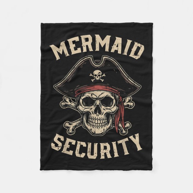Rate Mermaid Security Funny Skull Costume Dad Men  Fleecedecke (Vorderseite)