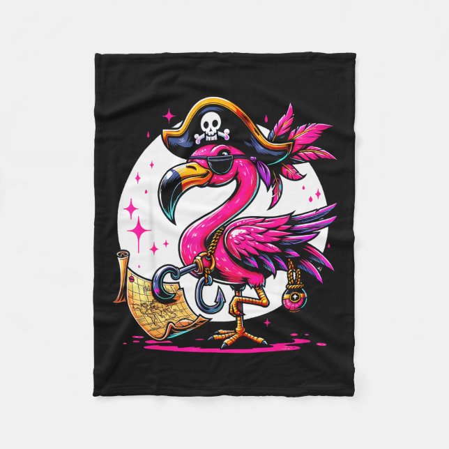 Rate Nk Flamingo Halloween Party - Jolly Roger  Fleecedecke (Vorderseite)