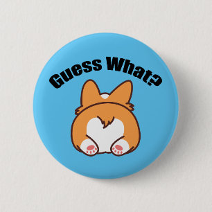 Rate was Corgi Hintern Spaß Button
