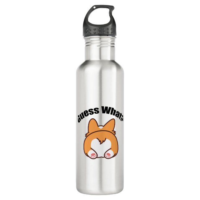 Rate was Corgi Hintern Spaß Edelstahlflasche (Vorderseite)