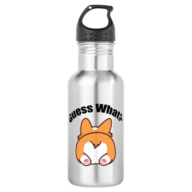 Rate was Corgi Hintern Spaß Edelstahlflasche (Vorderseite)