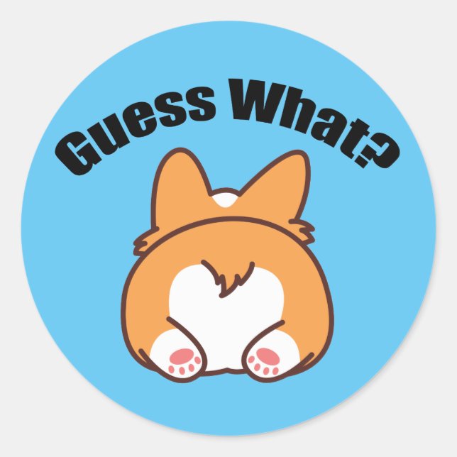 Rate was Corgi Hintern Spaß Runder Aufkleber (Vorderseite)