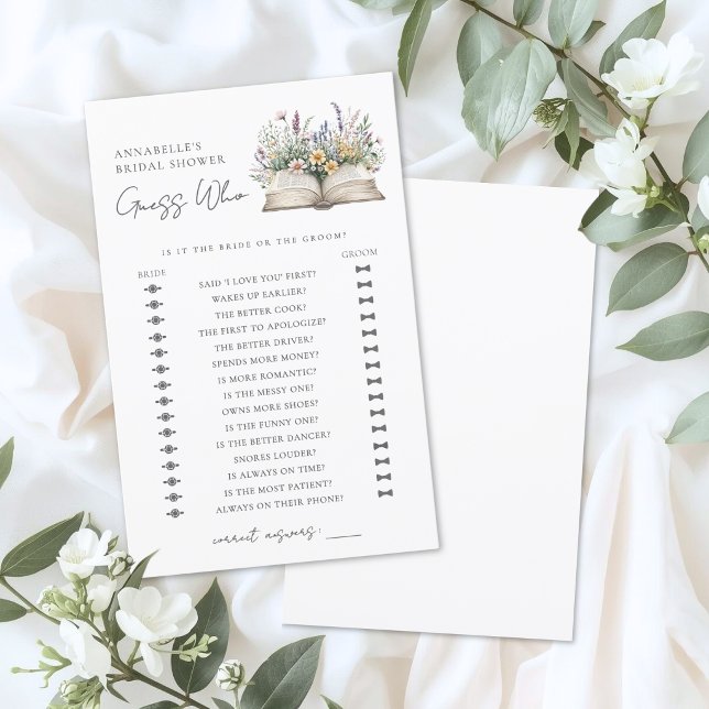Rate-wer-Buch-Brautparty-Spiel (Guess Who Book Bridal Shower Game)