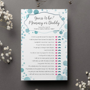 "Rate Who Mommy or Daddy" quiz Baby Shower Game