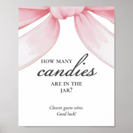 Rate, wie viele Candies Pink Bow Baby Shower Poste Poster