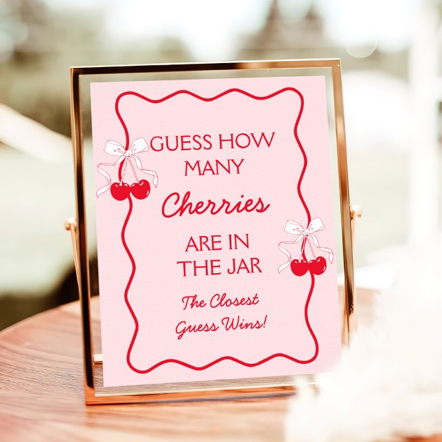 Rate, wie viele Cherry Baby Shower Game Poster (Von Creator hochgeladen)
