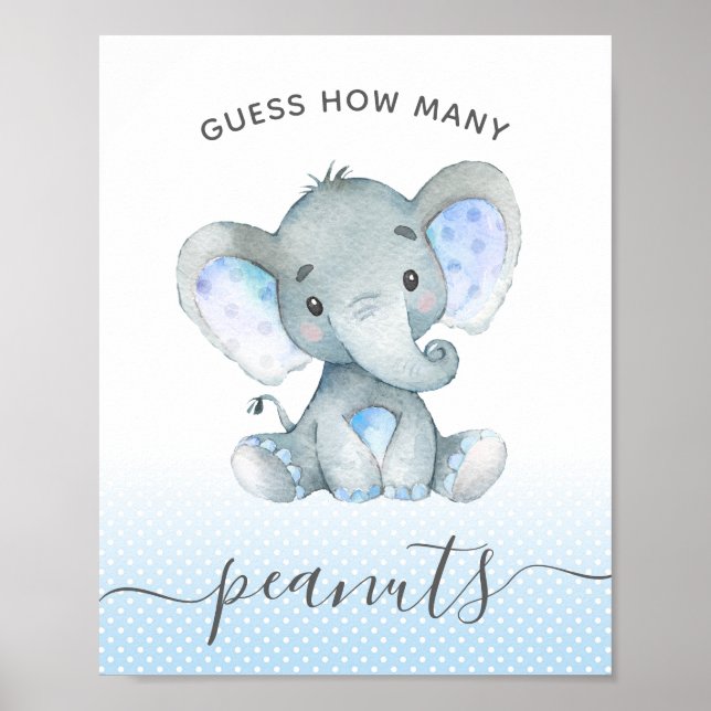 Rate, wie viele Erdnüsse Elephant Baby Dusche Poster (Vorne)
