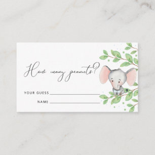 Rate, wie viele Erdnüsse Elephant Baby Shower Game Begleitkarte