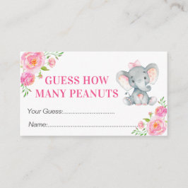 Rate, wie viele Erdnüsse Elephant Baby Shower Game Begleitkarte