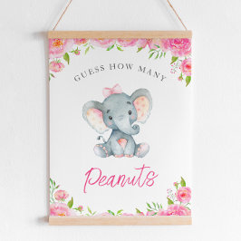 Rate, wie viele Erdnüsse Elephant Baby Shower Game Poster