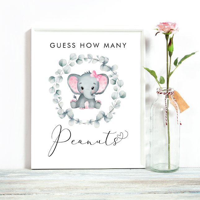 Rate, wie viele Erdnüsse Elephant Baby Shower Game Poster (Von Creator hochgeladen)