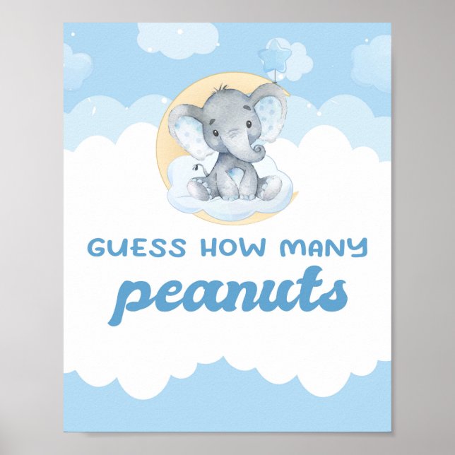 Rate, wie viele Erdnüsse Elephant Boy Baby Dusche Poster (Vorne)