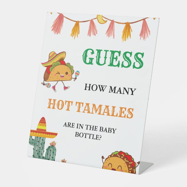 Rate, wie viele Hot Tamales Fiesta Babydusche Sockelschild (Vorderseite)