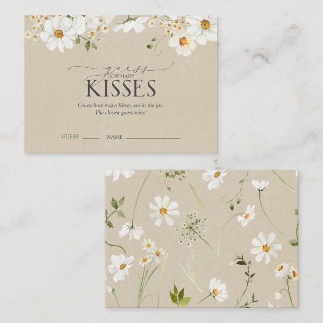 Rate, wie viele Kisses Daisy Brautparty Game Begleitkarte (Vorne/Hinten)