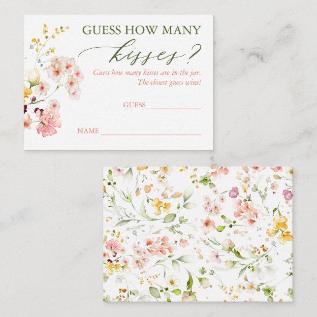 Rate wie viele Kisses Game Cards - Wildblumen Begleitkarte (Vorne/Hinten)