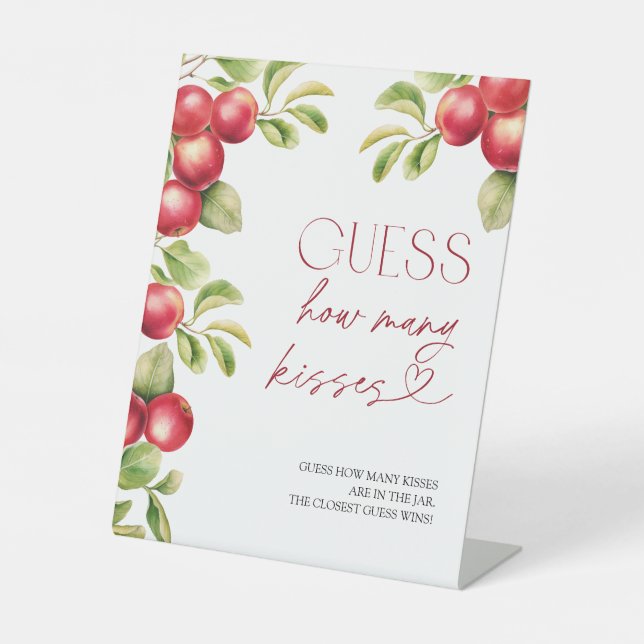 Rate, wie viele Kisses Modernes Apple Brautparty Sockelschild (Vorderseite)