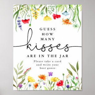Rate, wie viele Küsse Spiel Colorful Wildblume Pos Poster