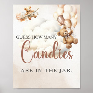 RATE WIE VIELE SÜSSIGKEITEN Bär Baby Shower Spiele Poster