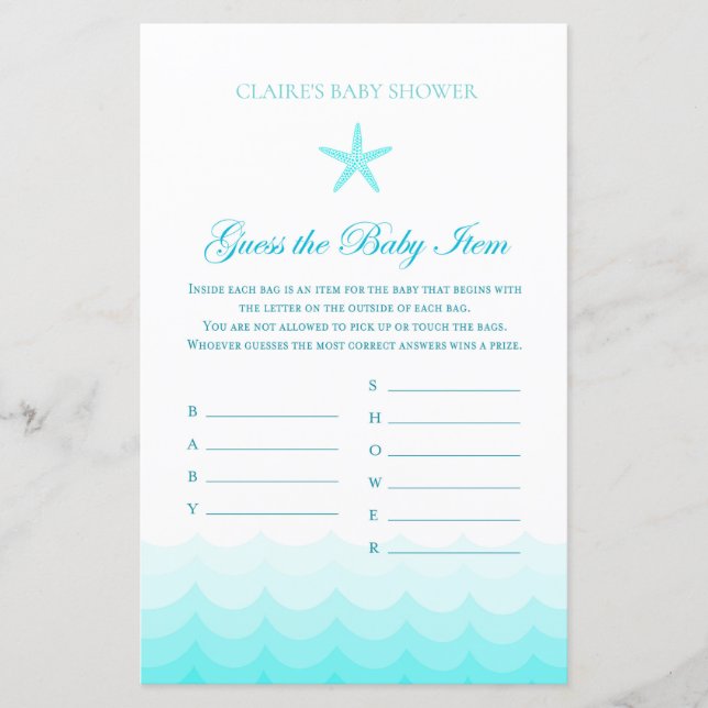 Raten Sie Babyartikel - Baby Showspiel (Vorderseite)