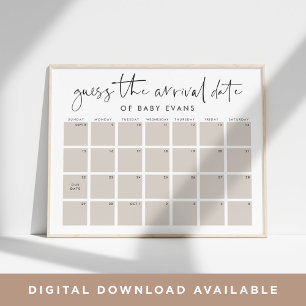 Raten Sie Baby's Anreisedatum Baby Shower Game Pos Poster