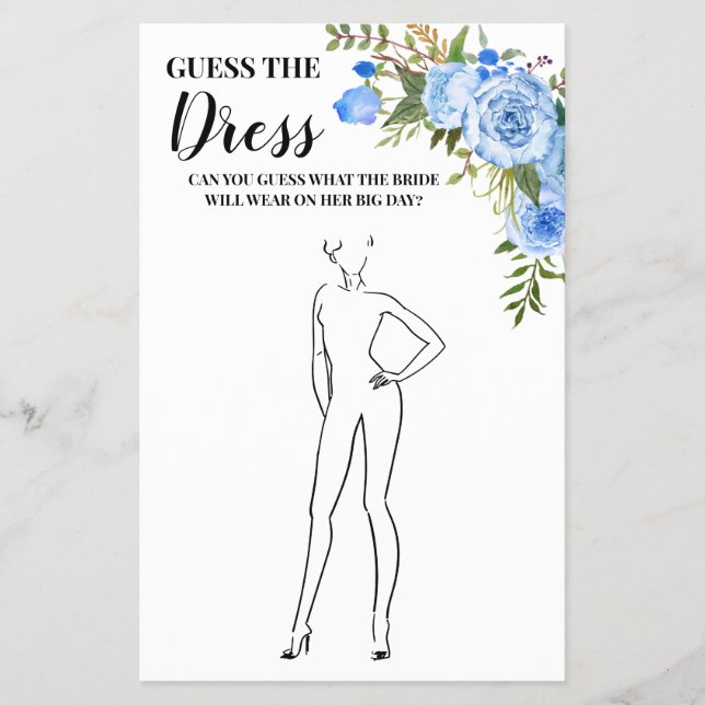 Raten Sie die Blue Game Card des Dress Brautparty Flyer (Vorne)