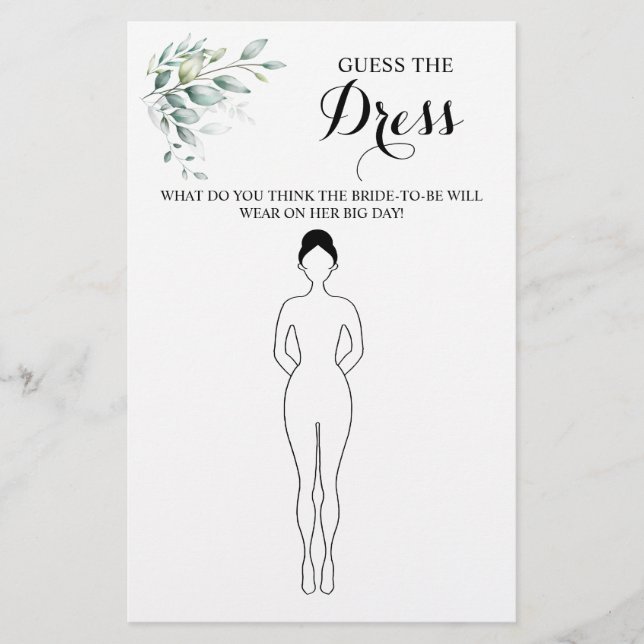 Raten Sie die Dress Eukalyptus Brautparty Game Car Flyer (Vorne)