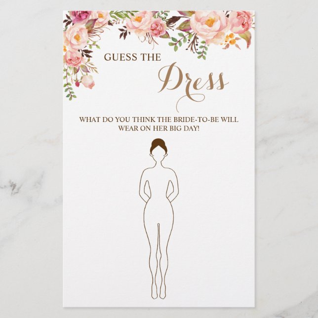 Raten Sie die Dress Pink Brautparty Game Card Flyer (Vorne)