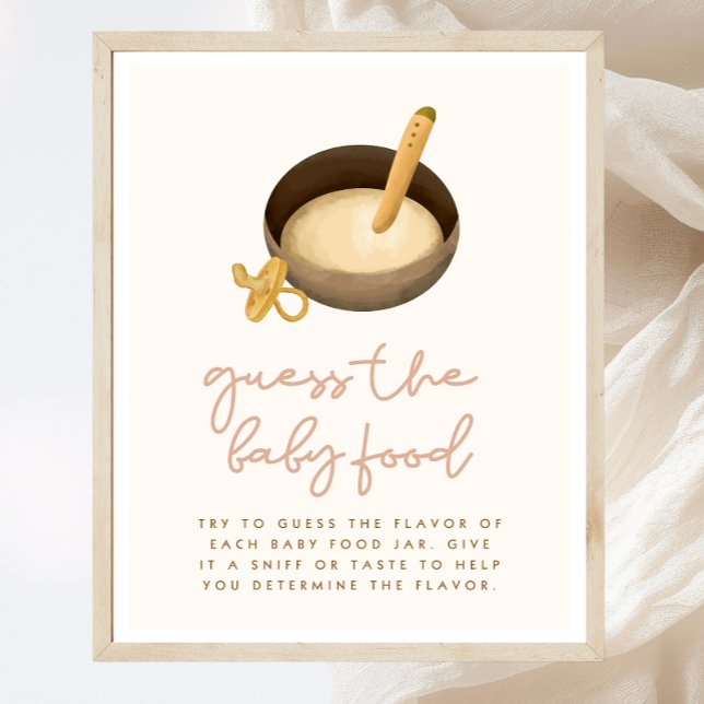 Raten Sie mal das Baby Food Boho Baby Shower Game  Poster (Von Creator hochgeladen)