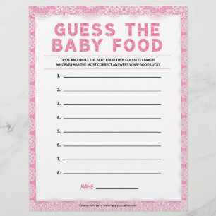 Raten Sie mal das Baby Food [Luxuslackierung [Rosa Briefbogen