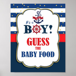 Raten Sie mal das Baby Food Nautical Baby Shower G Poster