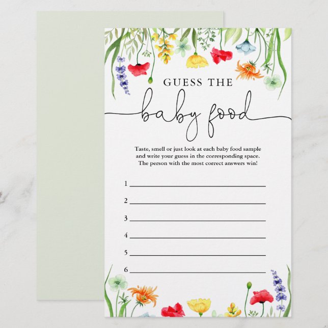 Raten Sie mal, das Babynahrung-Spiel bunt Wildblum (Vorne/Hinten)