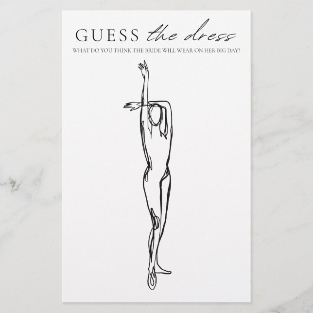 Raten Sie mal, das Dress Brautparty Game Minimalis Flyer (Vorne)