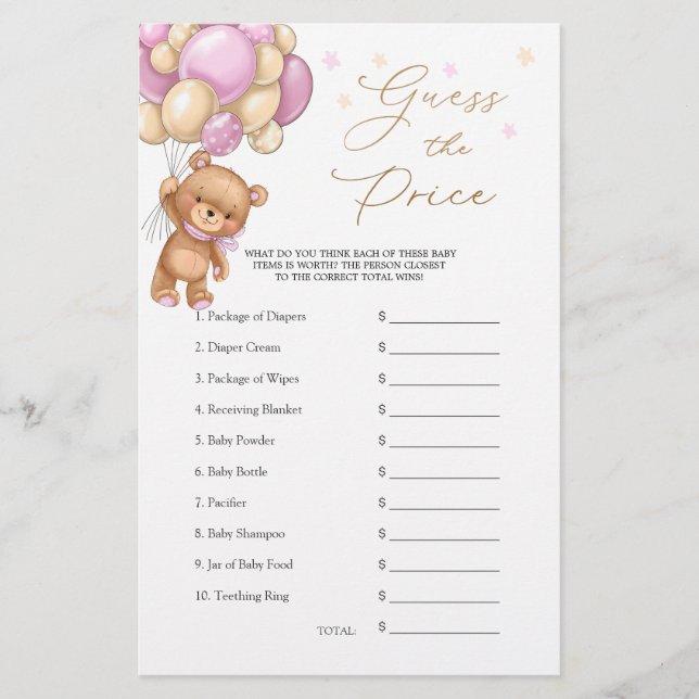 Raten Sie mal, das Price Bear Balloons Baby Shower (Vorderseite)