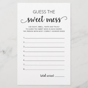 Raten Sie mal, das Sweet Mess Baby Duschspiel