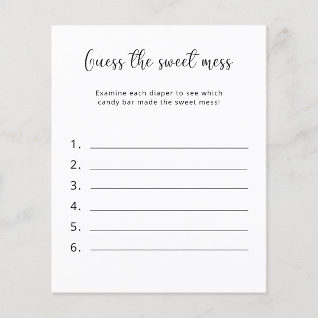 Raten Sie mal, das Sweet Mess - Baby Shower Game (Vorderseite)