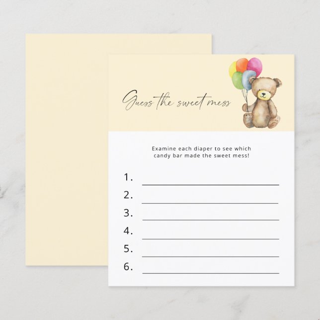 Raten Sie mal, das Sweet Mess Baby Shower Game - B (Vorne/Hinten)