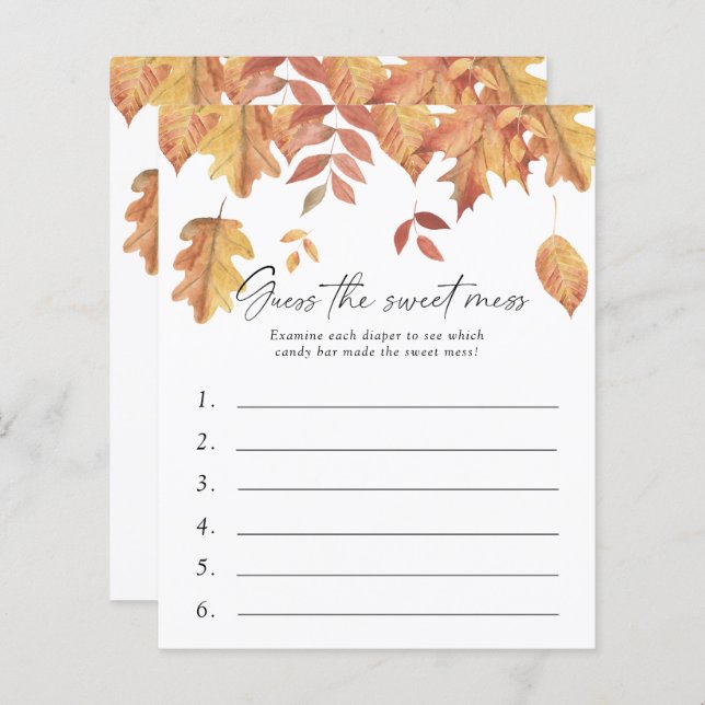 Raten Sie mal, das Sweet Mess Baby Shower Game - B (Vorne/Hinten)