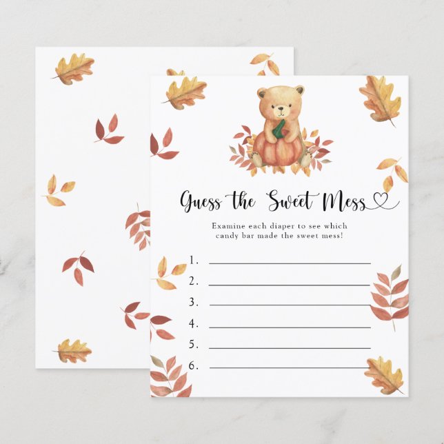 Raten Sie mal, das Sweet Mess Spiel - Kürbisbär (Vorne/Hinten)