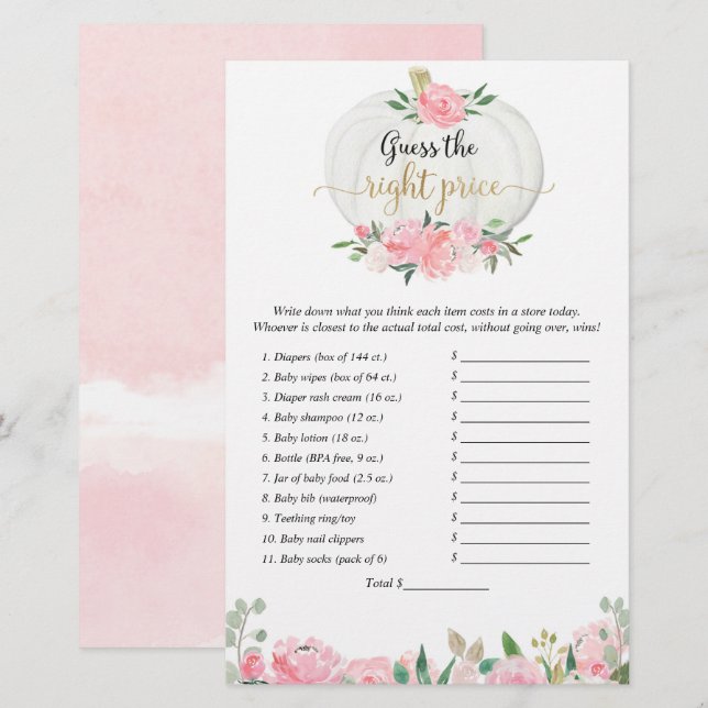 Raten Sie mal, der richtige Preis fallen Kürbis Du (Vorne/Hinten)