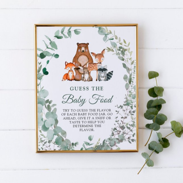 Raten Sie mal die Baby Food Woodland Baby Dusche Poster (Von Creator hochgeladen)