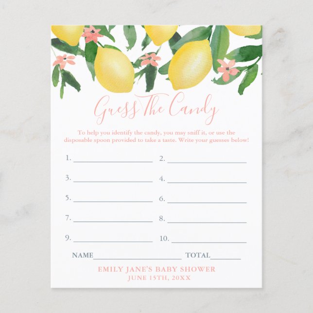 Raten Sie mal, die Candy Lemons Girl Baby Duschkar Flyer (Vorne)