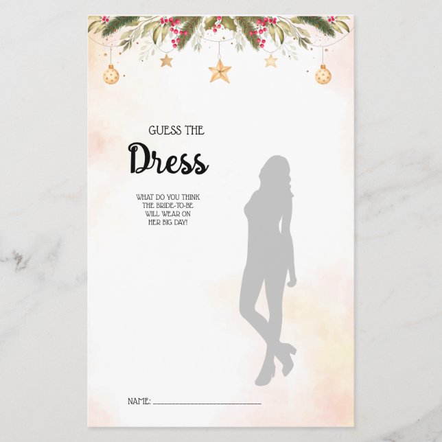 Raten Sie mal die Dress Christmas Brautparty Game  Flyer (Vorne)