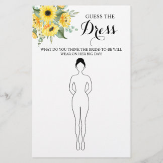 Raten Sie mal die Dress Sunflowers Brautparty Game Flyer