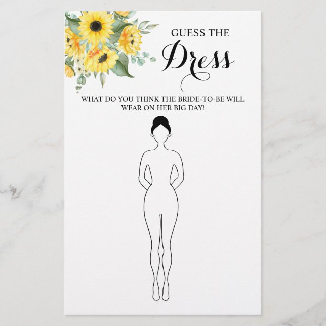 Raten Sie mal die Dress Sunflowers Brautparty Game Flyer (Vorne)