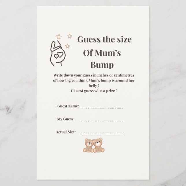 Raten Sie mal die Größe des Bump - Twin Baby Showe Flyer (Vorne)