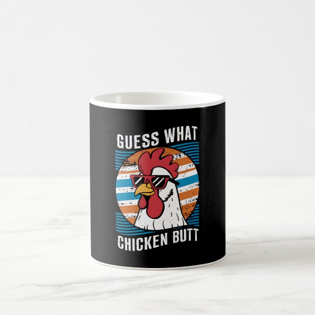 Raten Sie mal, was Hühnchen Hintern Funny Chicken  Kaffeetasse (Mittel)