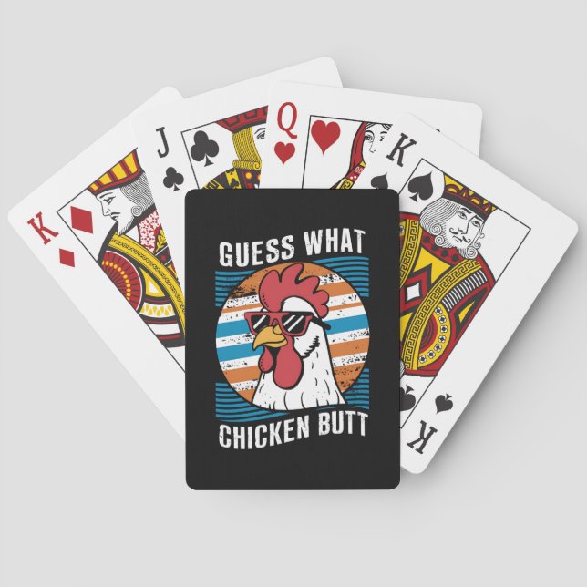 Raten Sie mal, was Hühnchen Hintern Funny Chicken  Spielkarten (Rückseite)